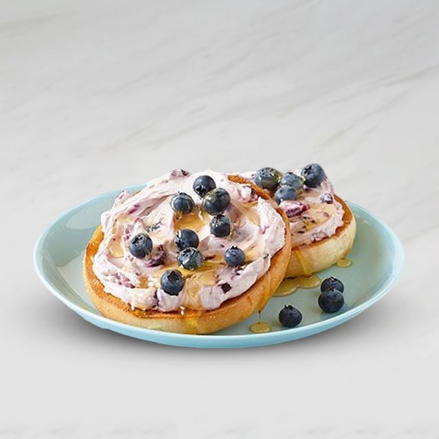 Open Face Blueberry Compote Bagel.