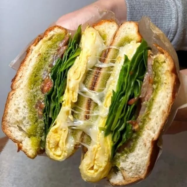 Pesto Egg & Cheese Sandwich.