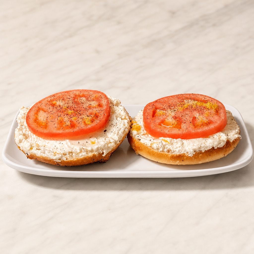 Open Face Tomato Bagel.