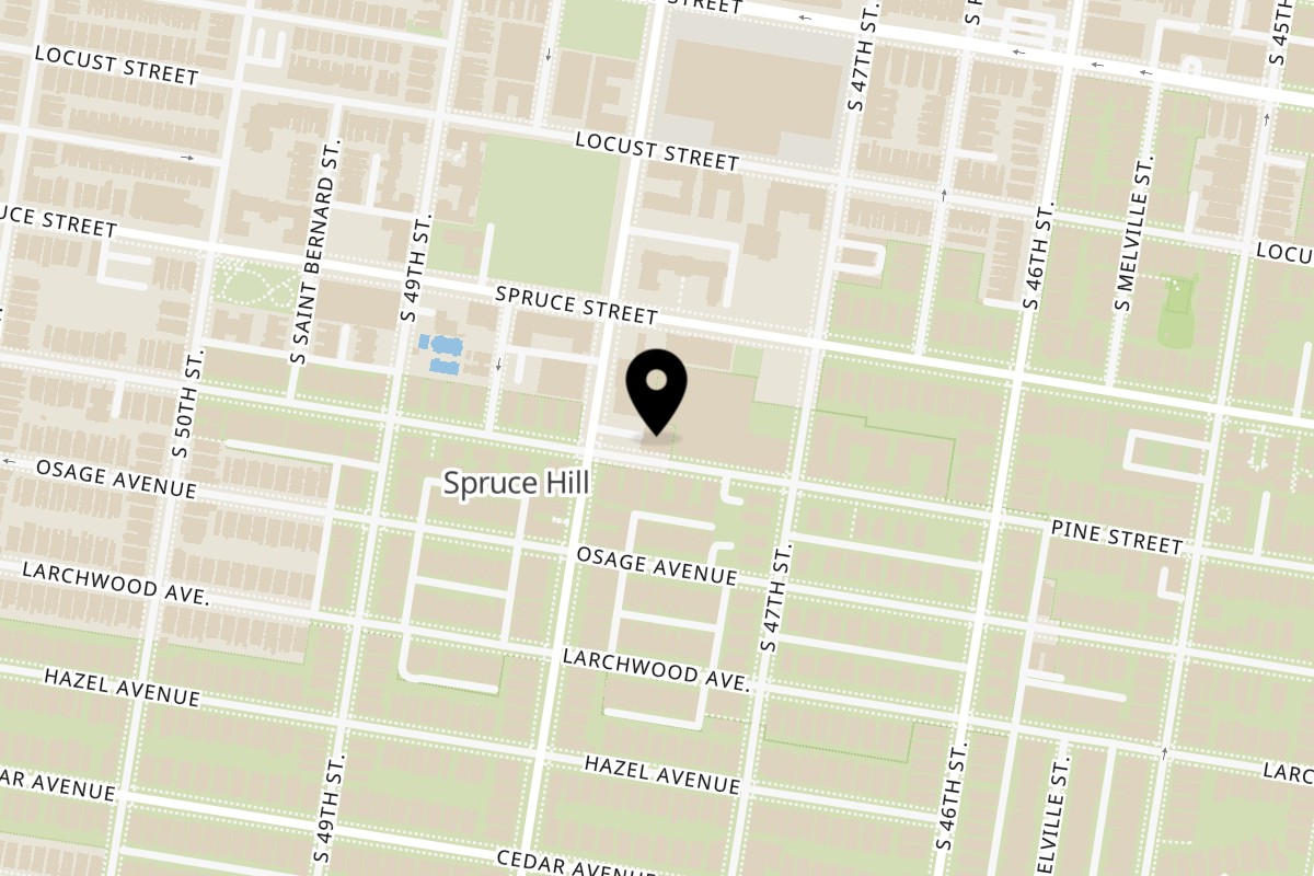 Map showing the location of Good Hatch Eatery on 4725 Pine St in Philadelphia
